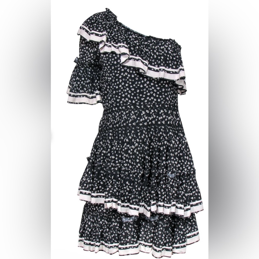 Love Sam ruffled tiered one shoulder dress